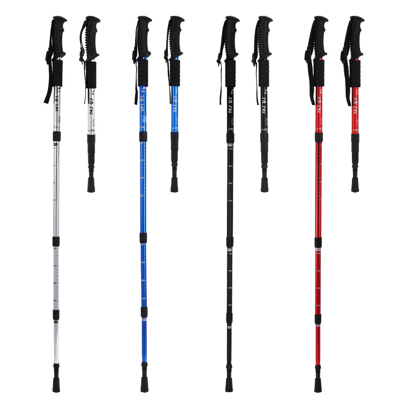 Picture of Outdoor Aluminum Alloy Climbing Stick Old Man Crutch Stick Hiking Stick Ski Stick Straight Handle T Handle Curved Handle Telescopic Stick