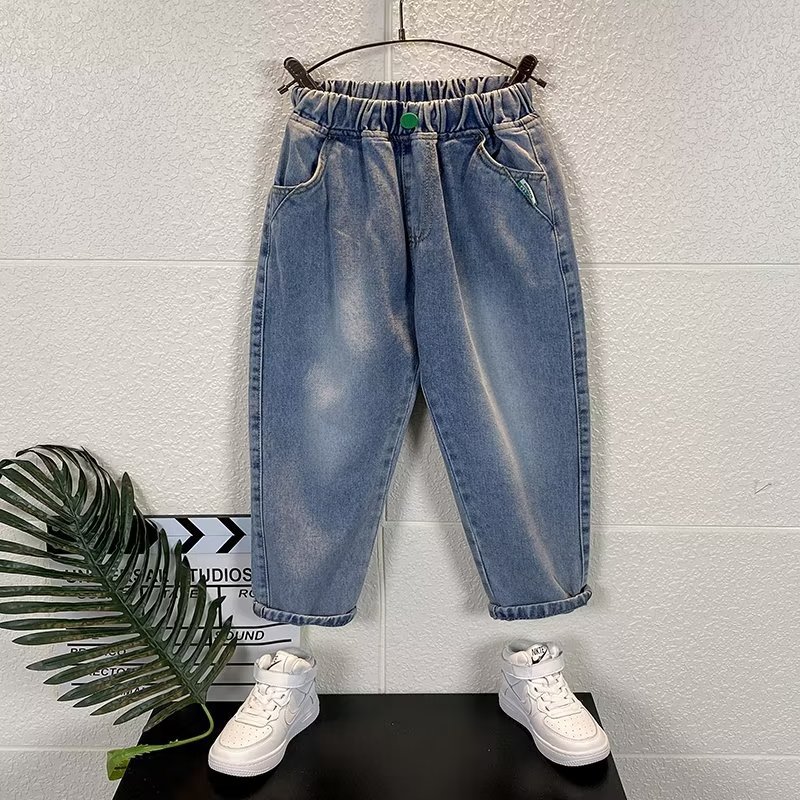 Boys' Jeans Spring and Autumn 2024 New Children's Dad Long Pants Loose Korean Style Trendy Soft Jeans
