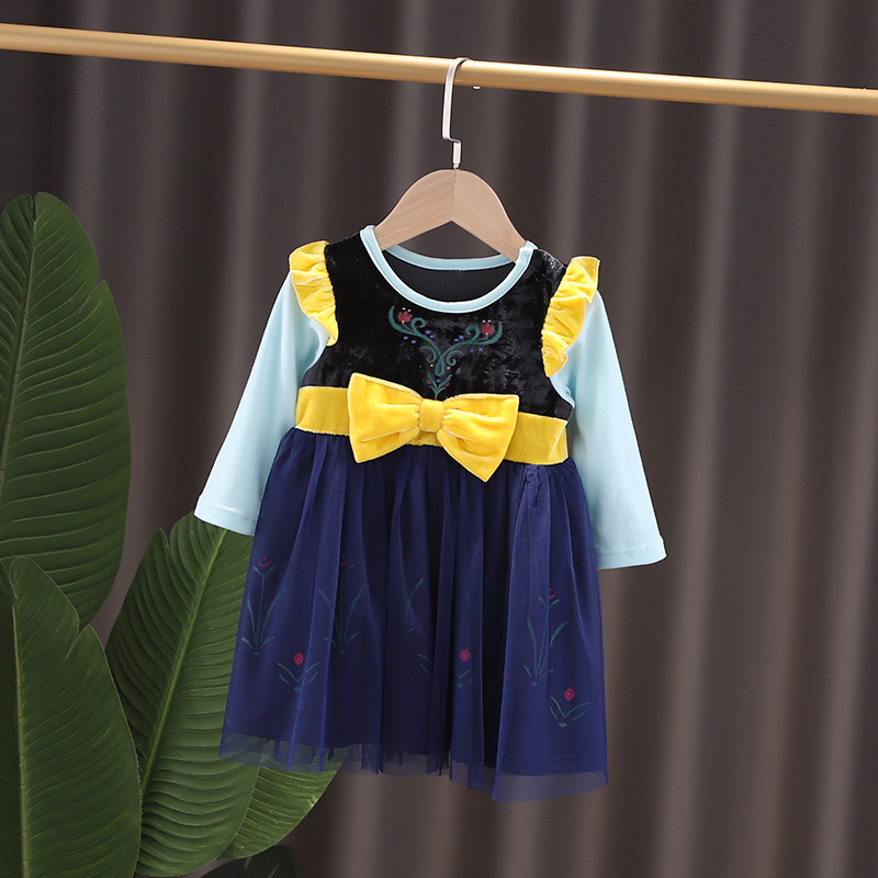 Picture of 2025 New Foreign Trade Children's Clothing Spring and Autumn Pure Cotton Long Sleeve Girls Mermaid Snow White Dress Velvet Skirt