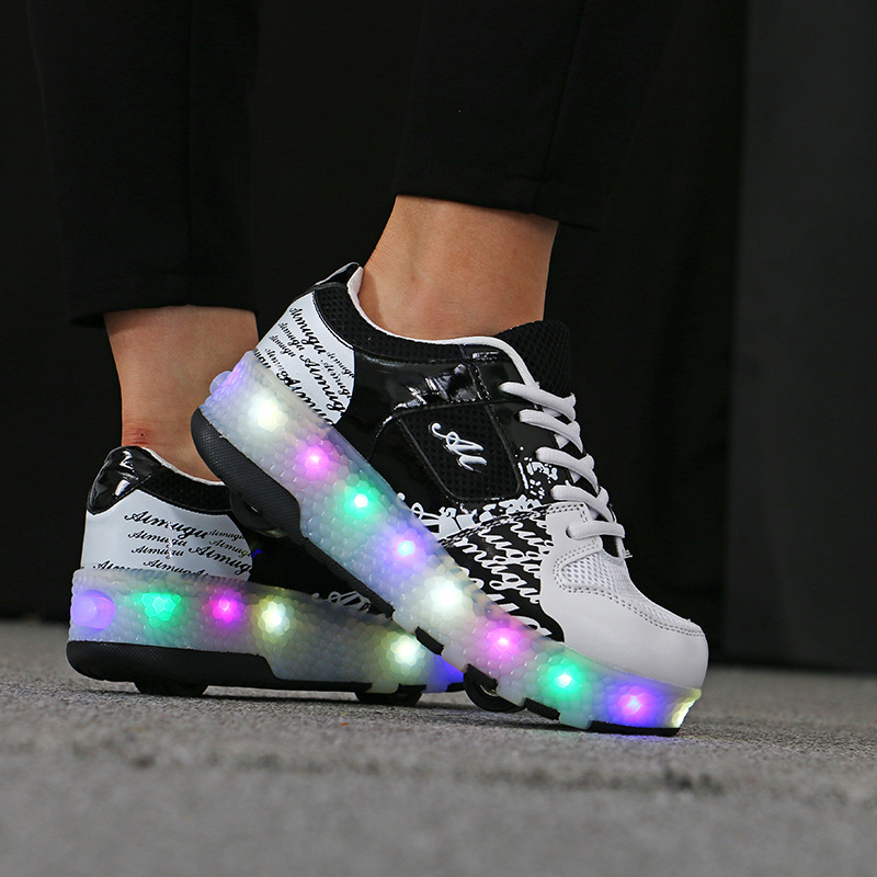 Picture of Shoes Supply Mesh Luminous Shoes Lights Shoes Children's Two-Wheel Heep Shoes Trend Skating Skate Shoes for Teenagers