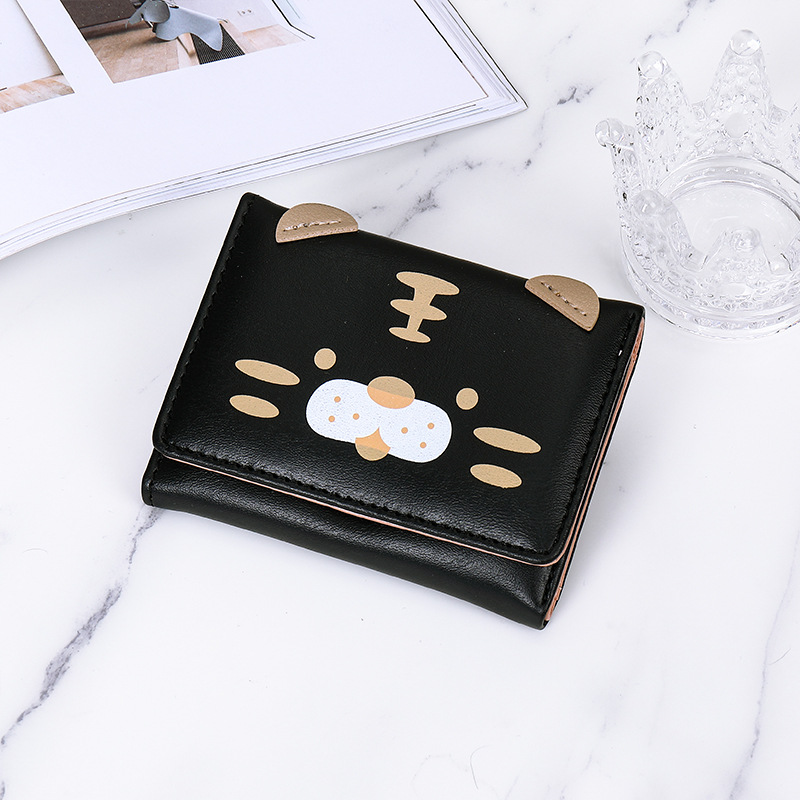 Picture of Korean Style New Small Wallet Women's Short Three-fold Cute Printed Cartoon Student Three-fold Multi-card Bits Folding Coin Clip