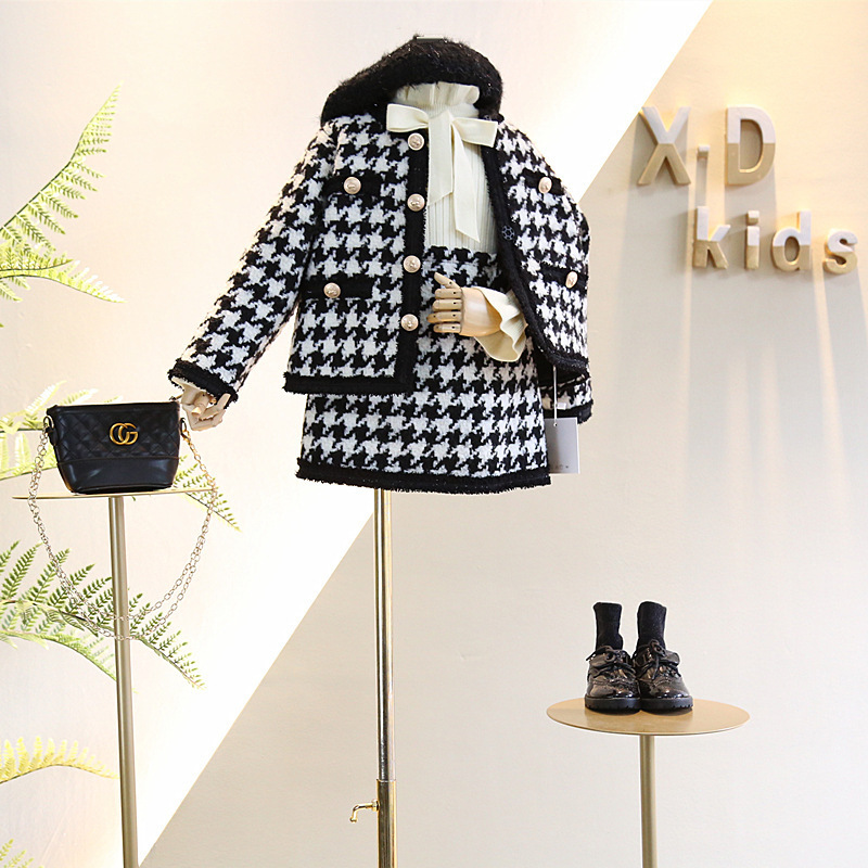 Picture of K-Style of Export Children's Clothing 2025 Spring and Autum New Girls' Small Fragrant Style Plaid Jacket + Skirt Two-Piece Trendy Set