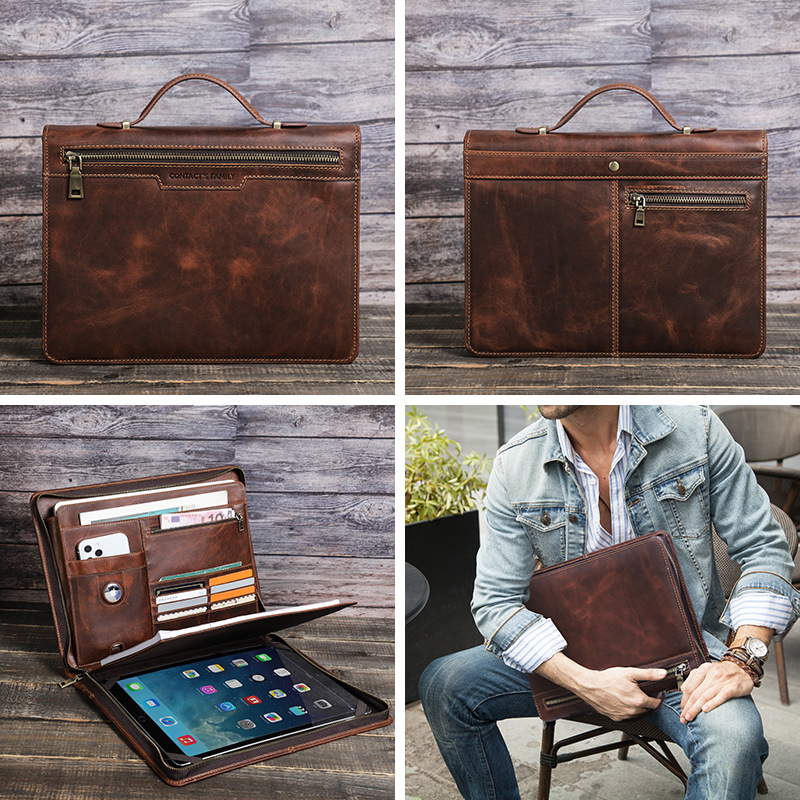 Picture of Suitable for ipad pro12.9 cowhide protective case with airtag portable multifunctional apple flat case wholesale