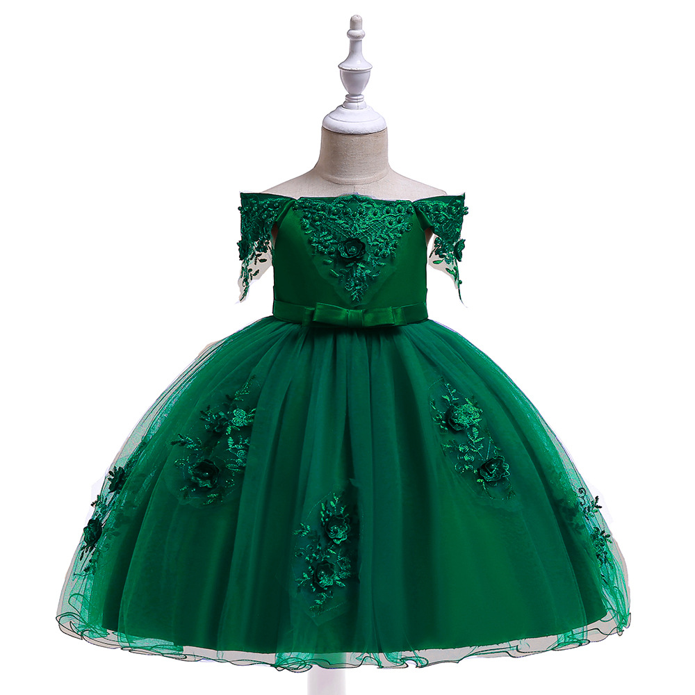 Picture of Factory Wholesale 2025 European and American New Mesh Host Catwalk Performance Princess Dress Flower Girl Girl Dress