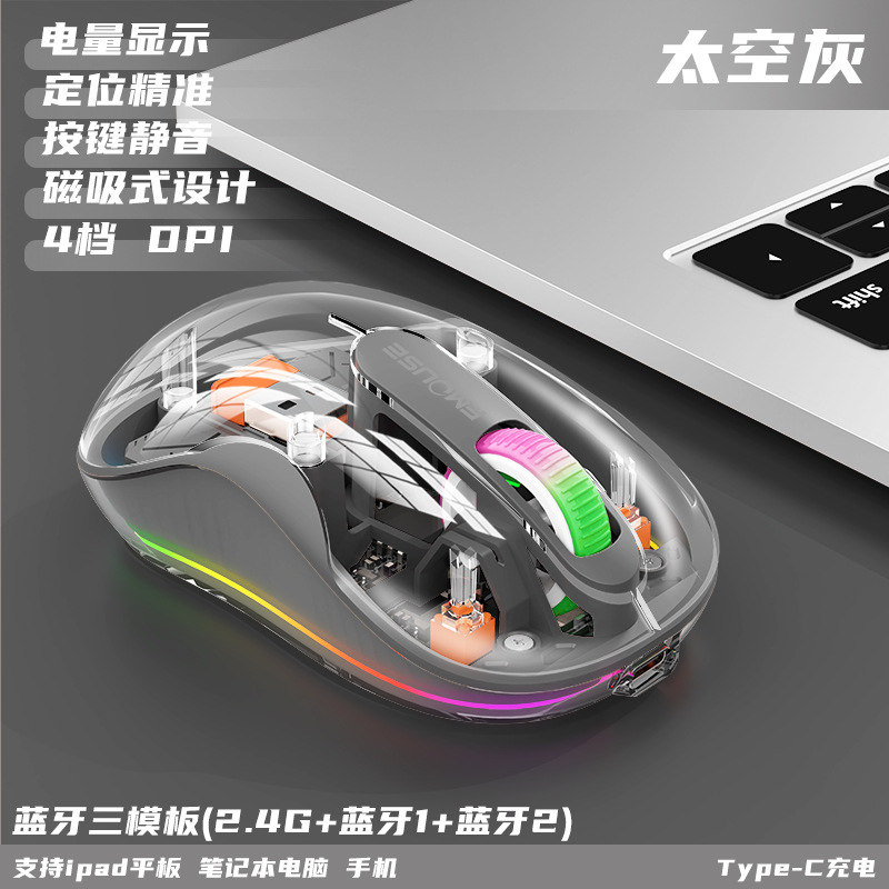 Picture of Cross-border M333 Bluetooth wireless three-mode luminous game notebook business office game wireless mouse TYPE-C