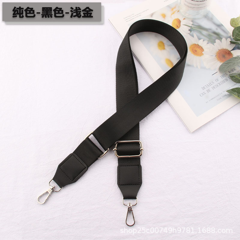 Picture of Solid Color Bag with Children's Wide Shoulder Strap Accessories Men's Single Shoulder Crossbody Bag Strap Pure Black Adjustable Replacement Strap