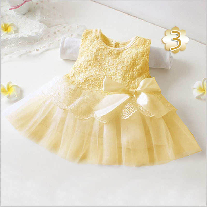 Picture of Summer New Girls Baby Baby Princess Mesh Sleeveless Bow Small Size Dress Multi-color Available