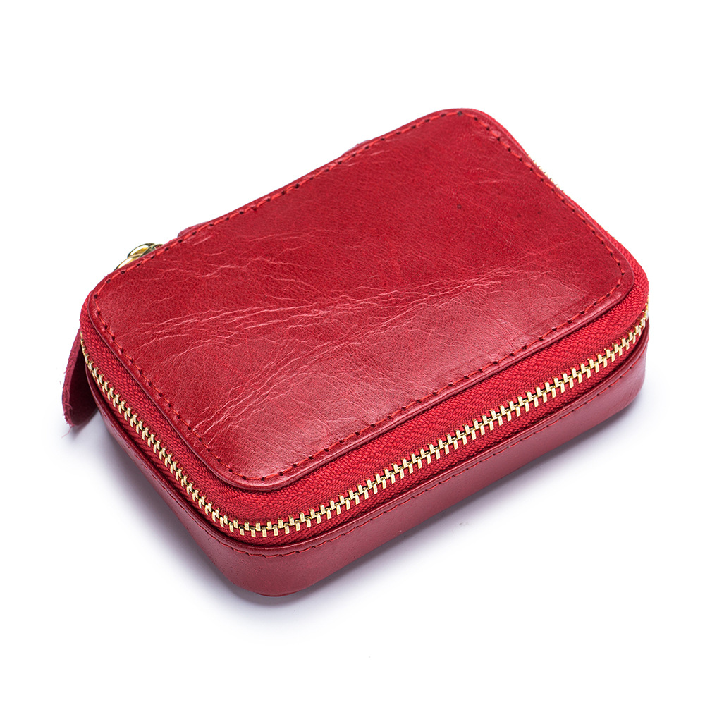 Picture of Wholesale mini leather mouth red envelope cowhide cosmetic bag data line earphone bag women's jewelry box coin bag hand