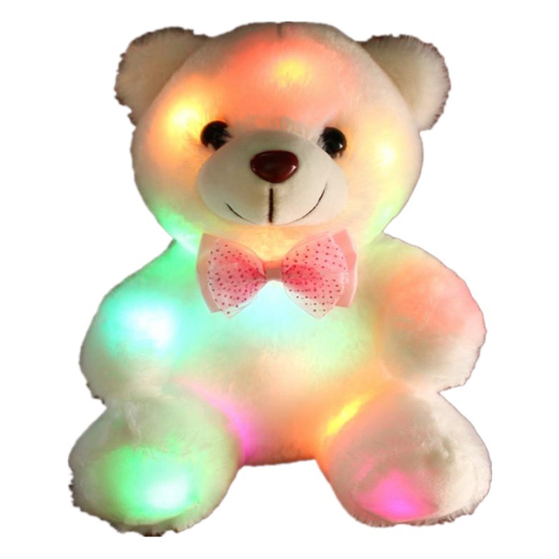 New 2-Section Covered Battery Box Slow Flash Creative Colorful Teddy Luminous Bear Bow Tie Bear Men and Women Gift Cross-Border