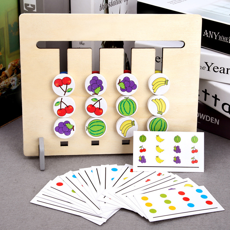 Picture of Children's educational toys four-color fruit logic game double-sided wooden Montessori enlightenment kindergarten teaching aids