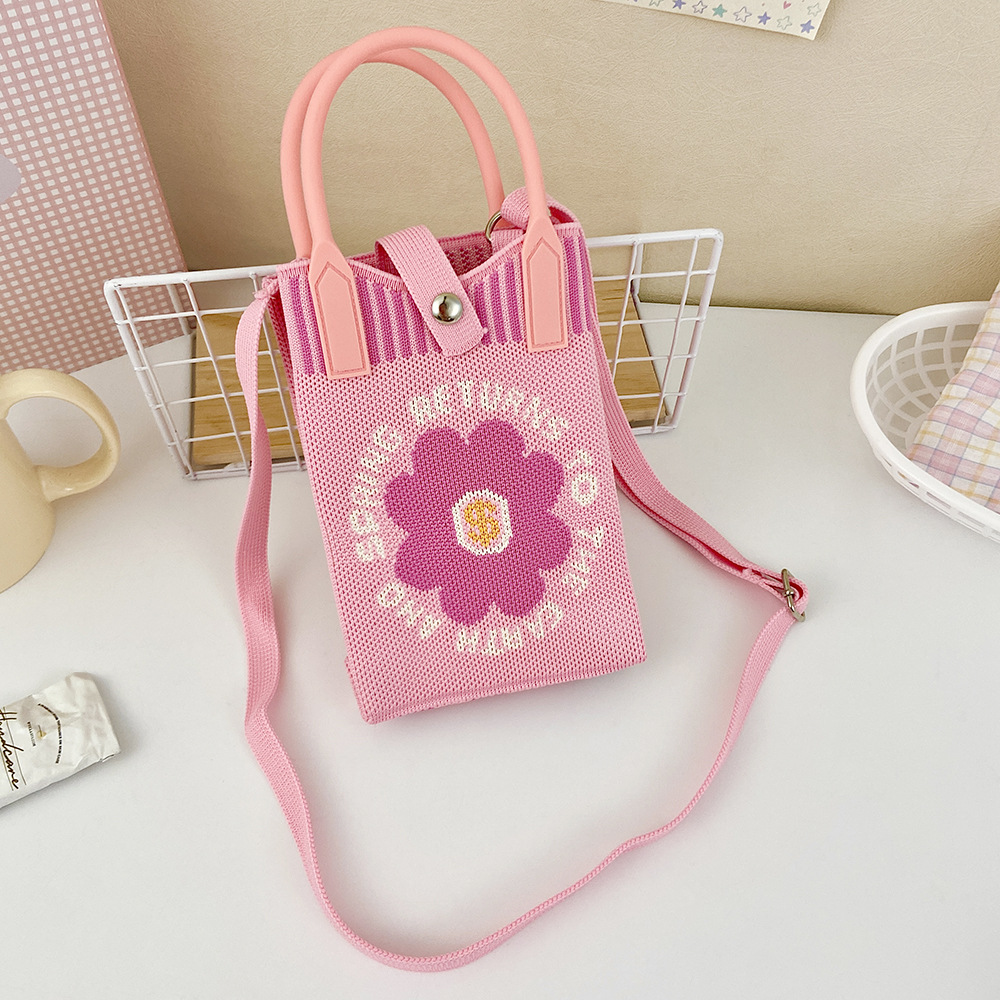 Picture of Shoulder Crossbody Mobile Phone Bag Cute Knitted Hand Bag Cartoon Large Capacity All-match Coin Purse Handbag Wholesale