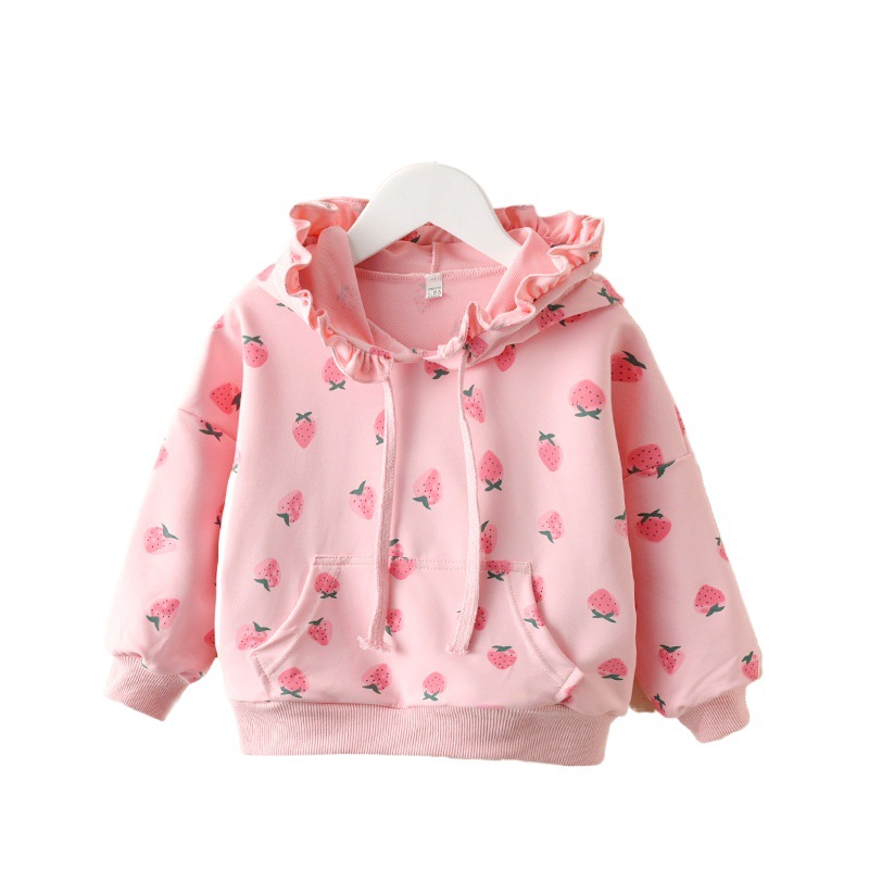 Girls' Spring Hooded Sweat 2024 New Arrival Cyber Popular Trendy Top for Baby Girls Spring and Autumn Long Sleeve Trendy