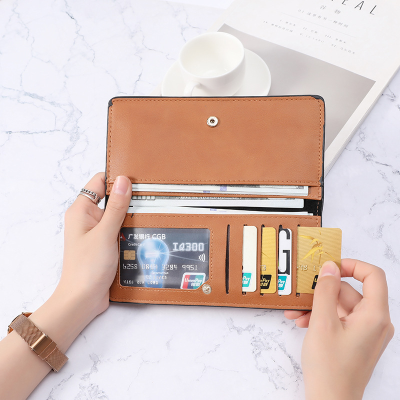 Picture of Korean Style Wallet Women's Long Solid Color Simple Thin Wallet Multi-Card Anti-degaussing Retro Change Clutch Bag for Women