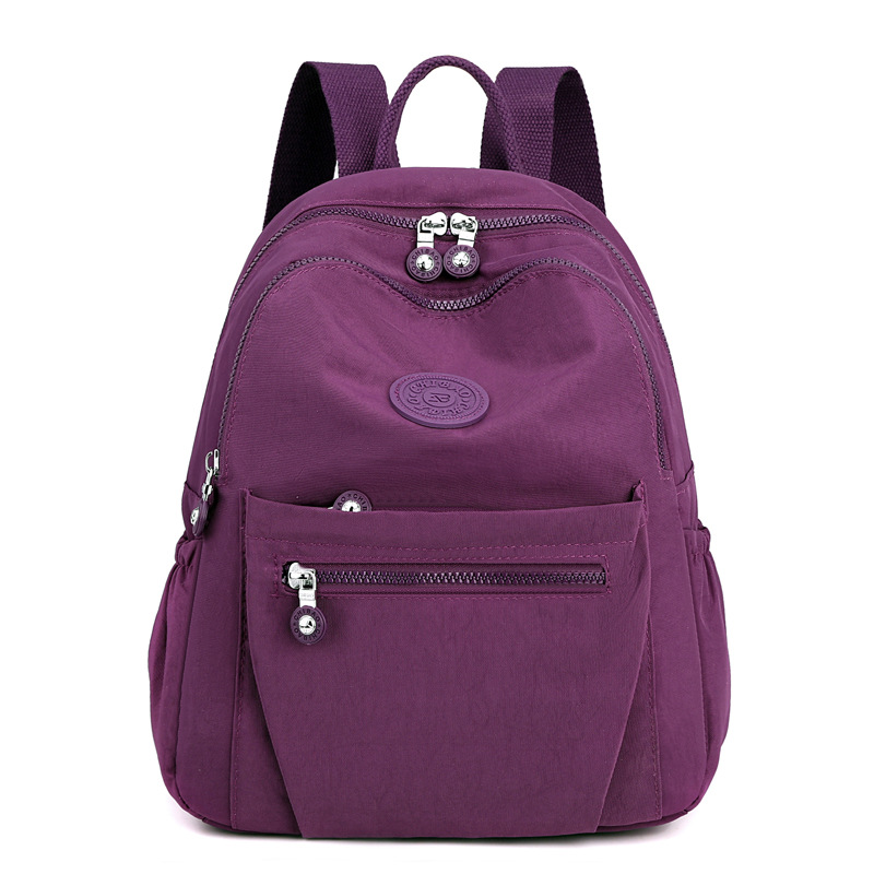 Picture of Fashion Women's Backpack Lightweight Water-repellent Nylon Cloth Bag Fashionable Outdoor Travel Bag Large Capacity Student Schoolbag