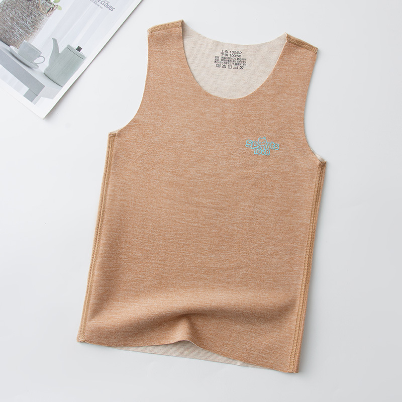 Picture of Children's silk vest autumn and winter girls' brushed bottoming shirt men's seamless cashmere underwear children's warm baby vest