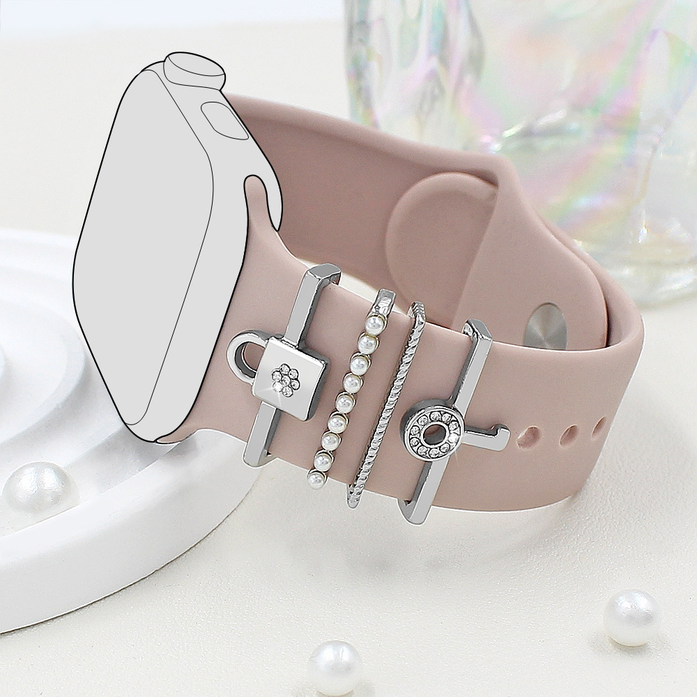 Picture of Applies to Apple Watch Watch Universal Silicone Strap Diamond Key Decoration
