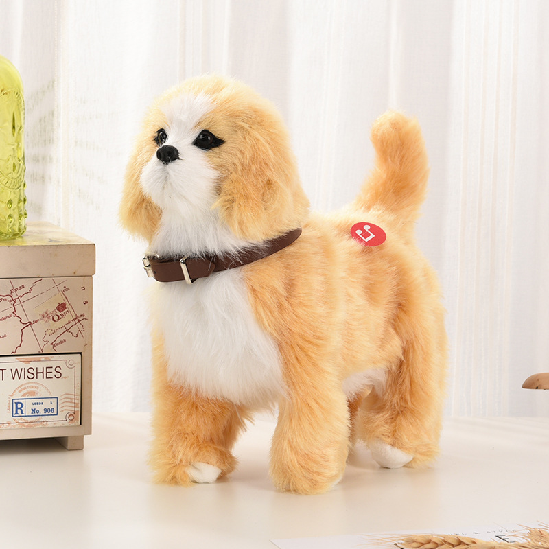Picture of Imitation dog can walk, bark, WAG tail with music electric toy dog plush electric pet dog induction toy