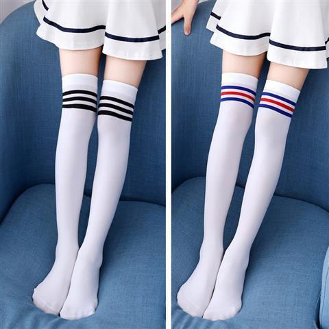 Picture of Children's mid-tube socks girls' long-tube socks over the knee spring and autumn summer thin baby High-tube socks white dance socks