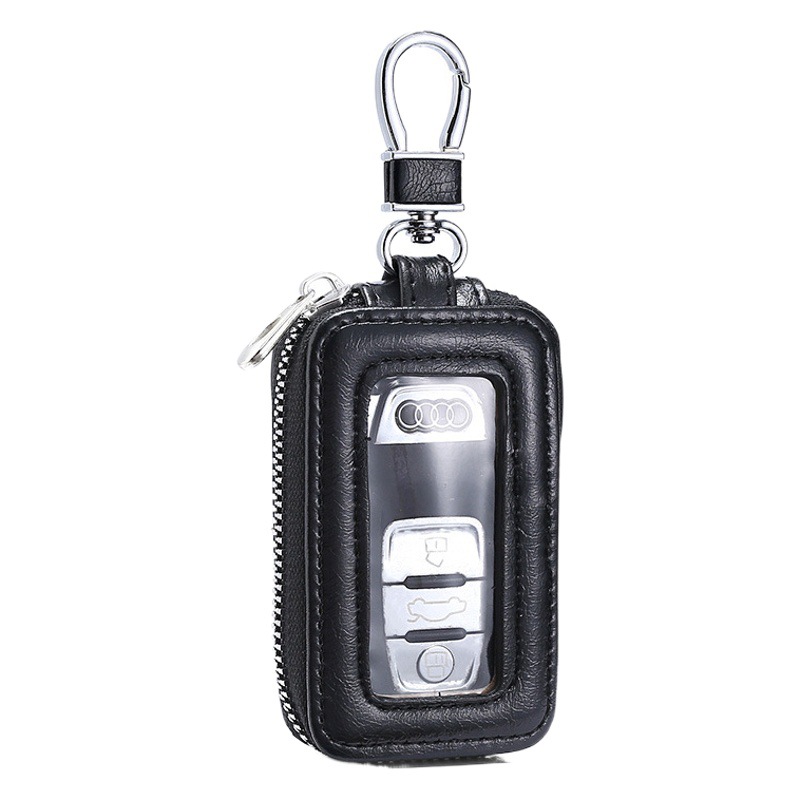 Mirror Window High-end Men's and Women's Car Remote Control Zipper Key Bag Business Simple Large Capacity Portable Waist Hanging Key Chain