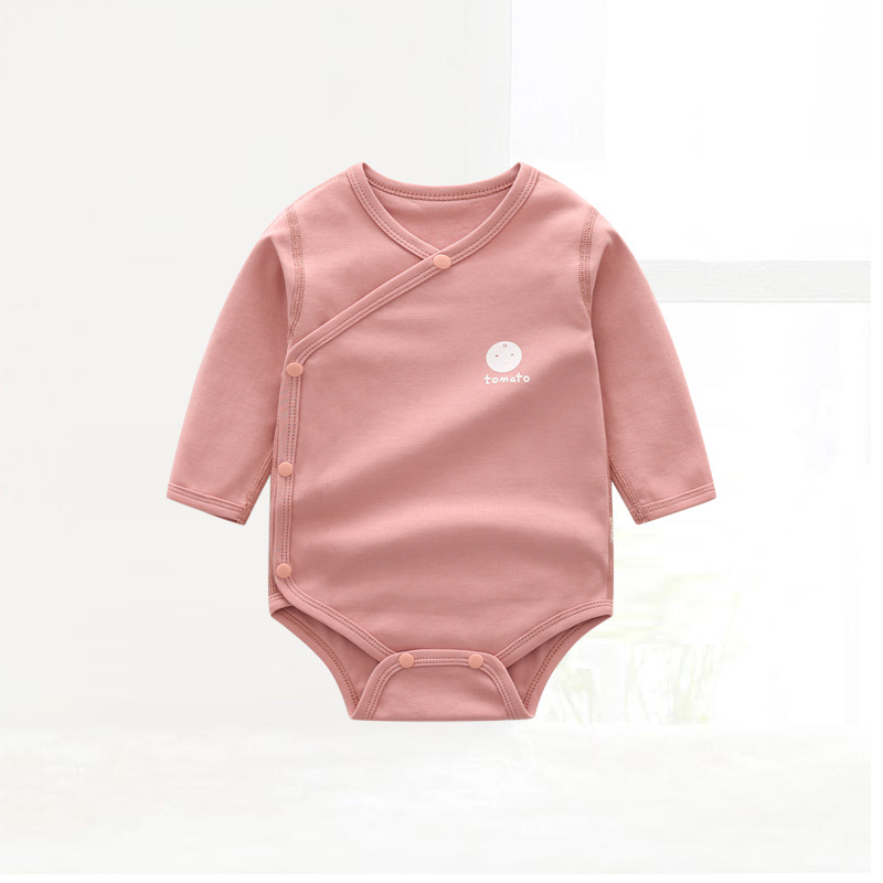 Picture of Factory wholesale autumn and winter new baby clothes cotton long sleeve children's jumpsuit boneless partial open fart clothes