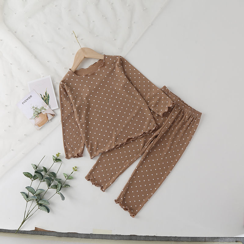Picture of Baby's Pajamas Spring and Autumn Long Sleeve suit Dot Western Style Girls' Trousers Two-Piece Home Clothes Children's Air-Conditioned Clothes