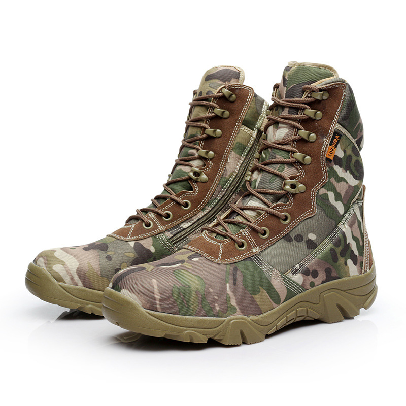 Cross-border source outdoor camouflage boots high-top desert boots military fans hiking hiking shoes Special Forces boots men's spot