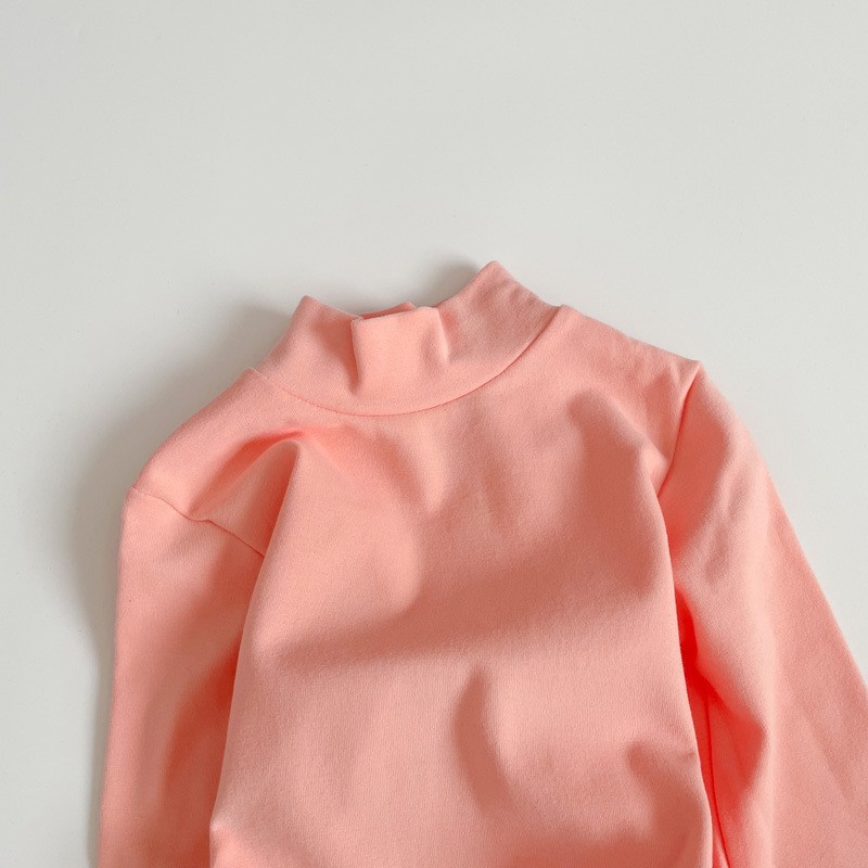 Picture of 2023 Children's Cotton Long-sleeved T-shirt Base Shirt Spring and Autumn Loose Solid Color Round Neck Sanding Top for Boys and Girls