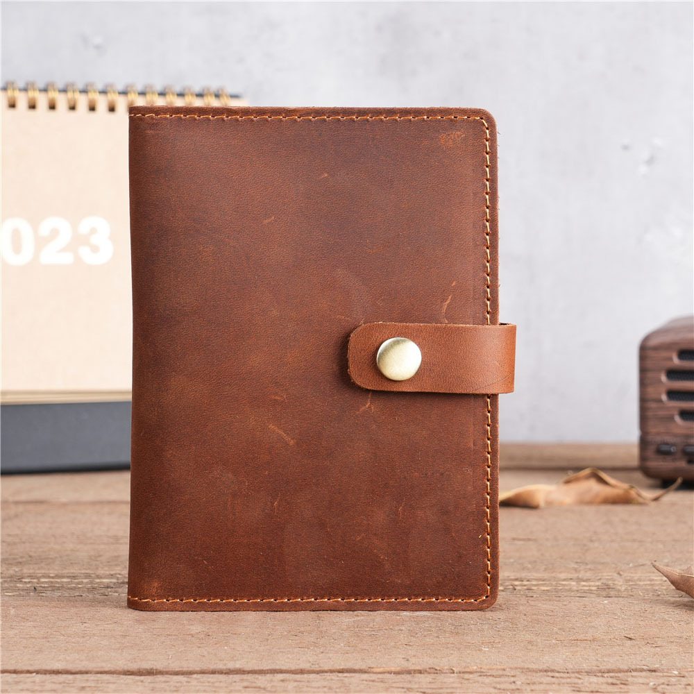 Picture of NT005 Men's and Women's Vintage Genuine Leather Passbook Bag in stock Wholesale Crazy Horse Leather Multi Card Card Bag Coin Bag Snaps