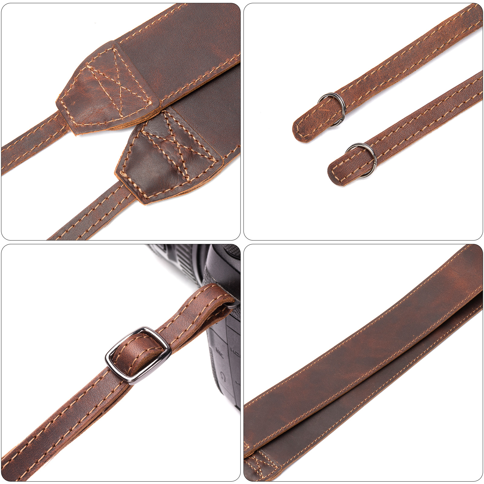 Picture of Marant First-Layer Cowhide Camera Accessories Single Shoulder Strap Retro Crazy Horse Leather Diagonal Strap Genuine Leather Camera Shoulder Strap