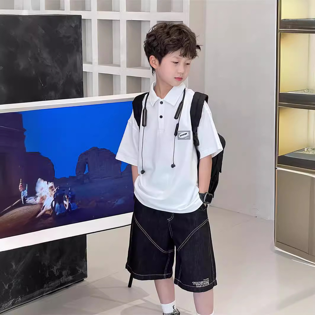 Picture of Children's clothing Boys' short-sleeved T-shirt polo shirt Summer 2024 new summer medium and big children's summer cotton shirt fashion