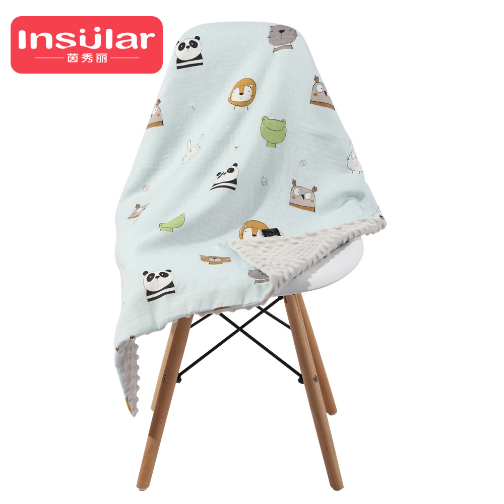 Picture of Yinxiuli 4-layer thickened gauze breathable stroller baby blanket children's pacifying peas blanket cartoon blanket cross-border