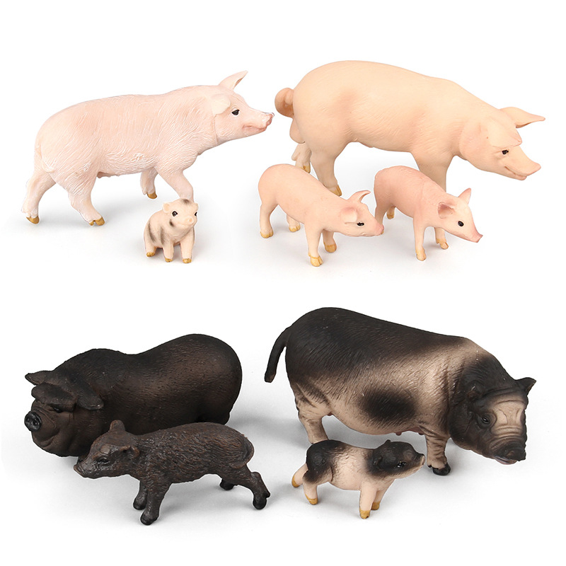 Cross-border Hot Sale Children's Simulation Poultry Animal Model Toy Pork Pork Vietnamese Pig Black Pig Creative Ornaments