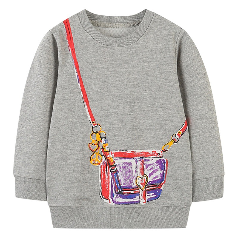 European and American style children's clothing top autumn new girls long sleeve sweater cartoon round neck children's base shirt