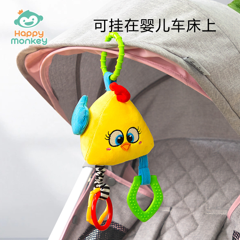 Picture of Happy Monkey Stroller Bed Pendant Rattle Toy with Teether Rattle Paper Promotes Baby Sensory Development