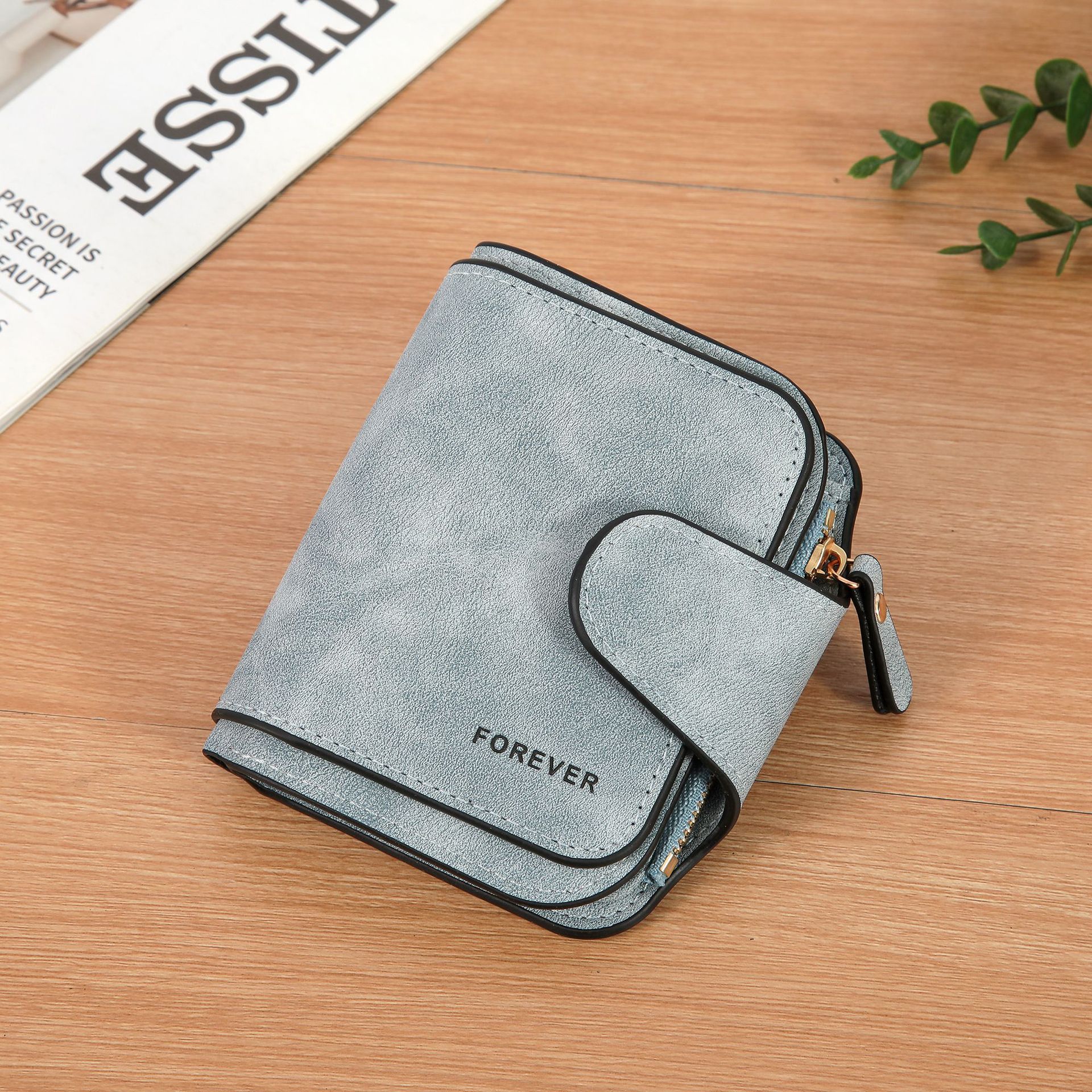 Picture of Cross-Border Retro Nubuck Leather Women's Wallet Short Multi-Card Slot Coin Purse Buckle Wallet Student Small Clutch Bag