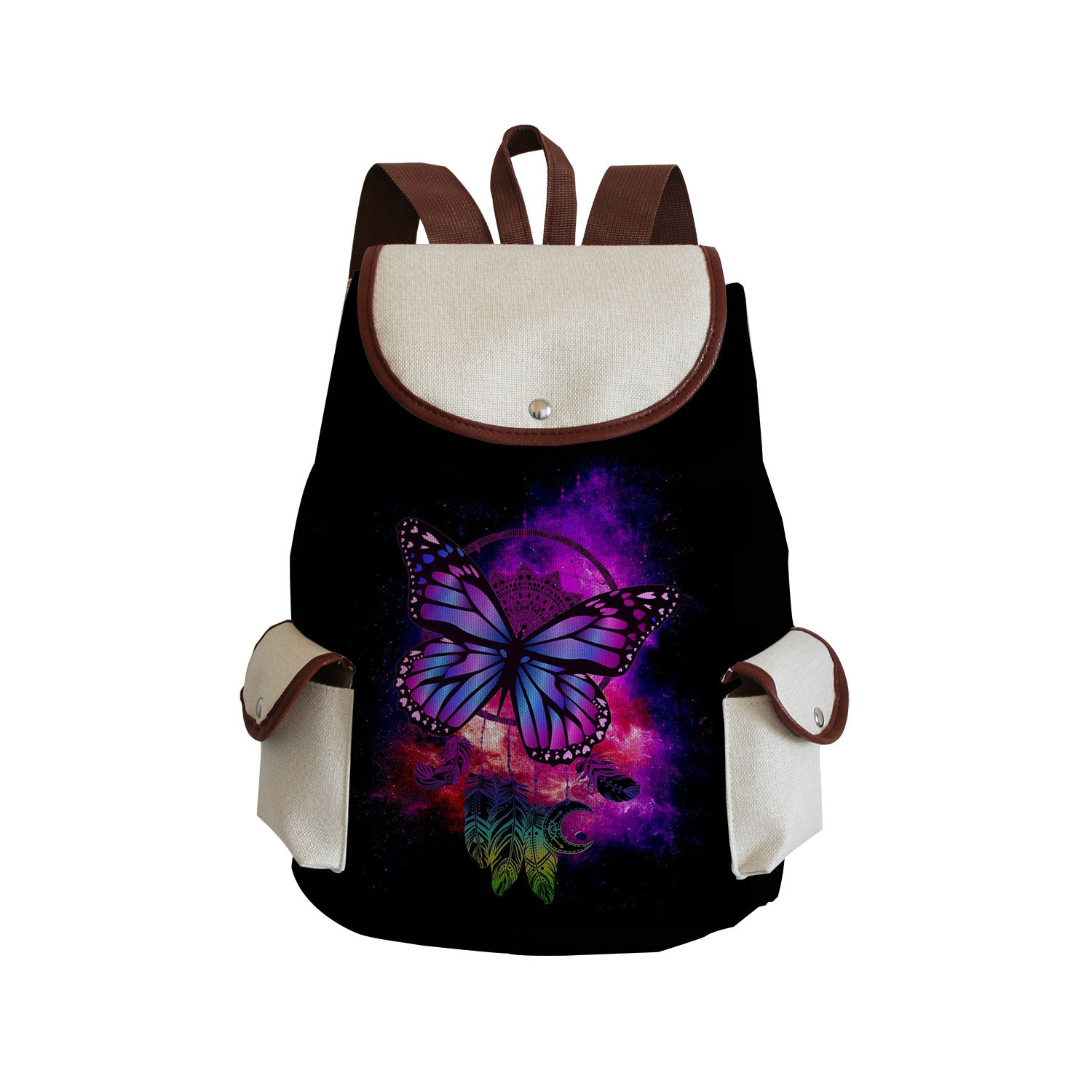 Picture of Cross-border Style Butterfly Printed Backpack ins Style Large Capacity Women's Multifunctional Backpack Portable Student Schoolbag
