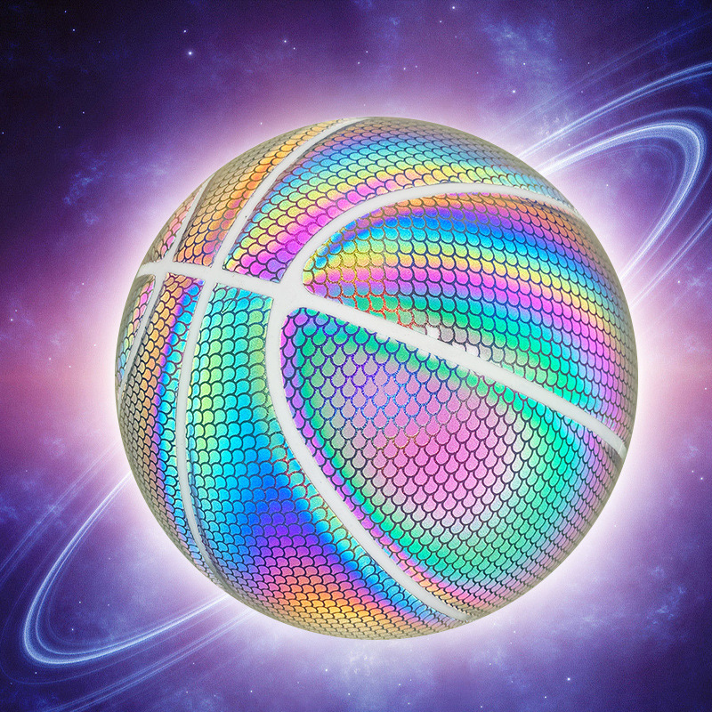 Picture of Cross-border reflective basketball trembles luminous luminous color pu moisture absorption 7 adult ball manufacturers customized a generation of hair