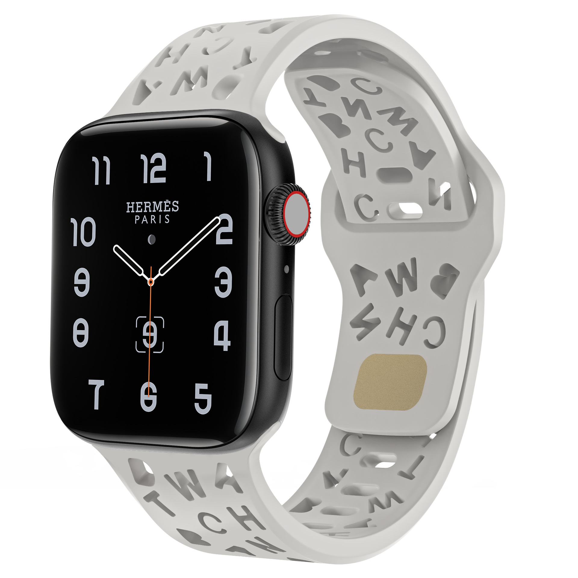 Picture of For Apple Watch iwatch87654321 Strap applewatchs9 English Hollow Solid Color Silicone Watch