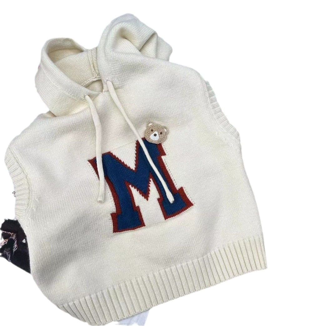 Boys and Girls Knitted Vest Hoodie Spring, Autumn and Winter Children's Pullover Sweater Vest Wearing Baby's Wool Waistcoat