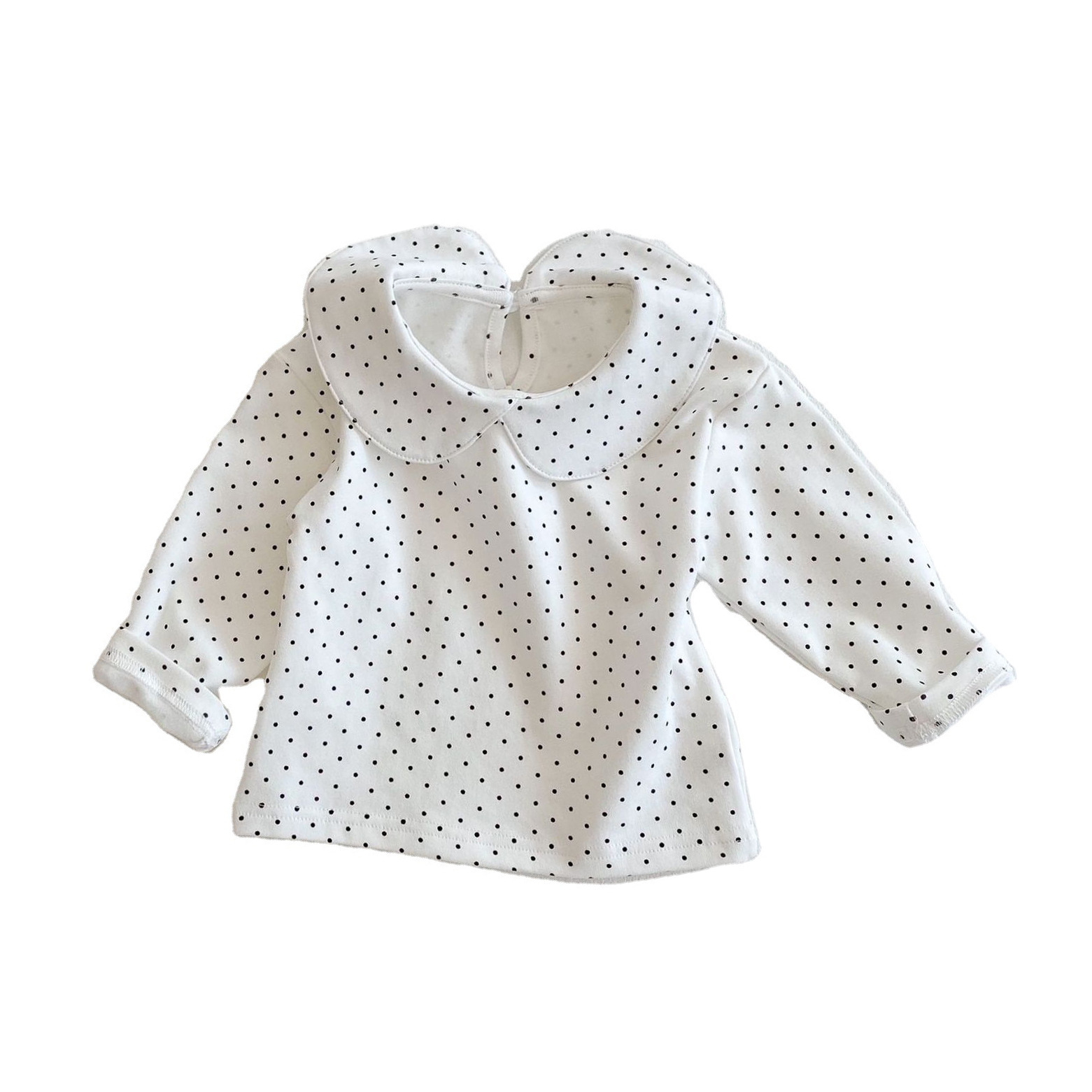 Picture of Baby T-Shirt 2025 Spring Clothing Kidsren's Doll Collar Long-Sleeved Bottoming Shirt Versatile Long-Sleeved T-Shirt Top Puff Sleeves