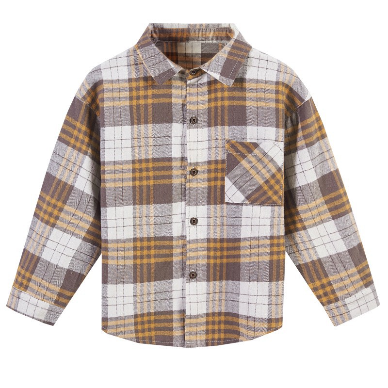 Picture of Boys' Long-Sleeved Shirts 2025 Spring & Fall New European and American Kidsren's Plaid Brushed Shirts Are Ready for Direct Supply and Dropshipping