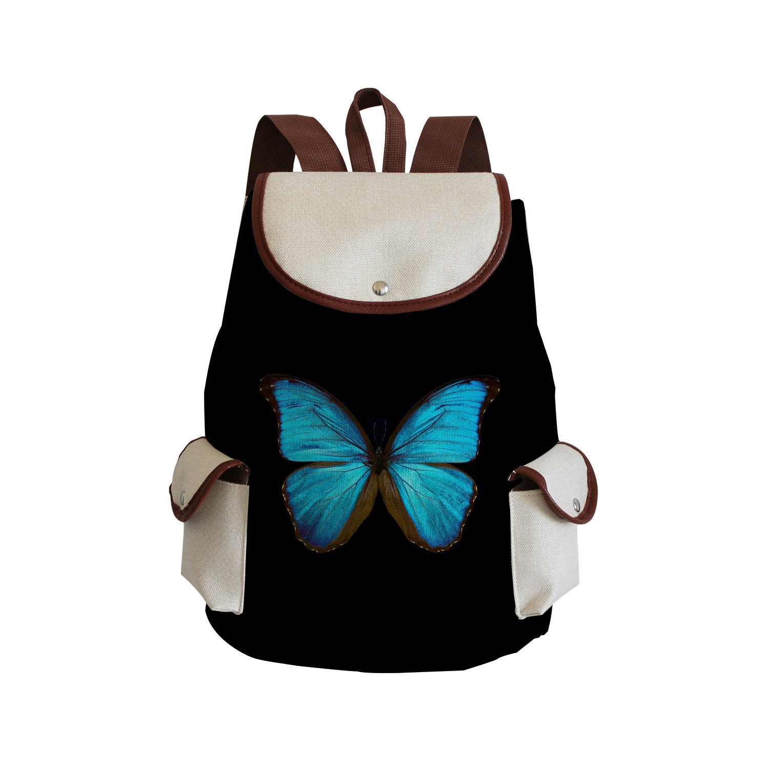 Picture of Cross-border Style Butterfly Printed Backpack ins Style Large Capacity Women's Multifunctional Backpack Portable Student Schoolbag