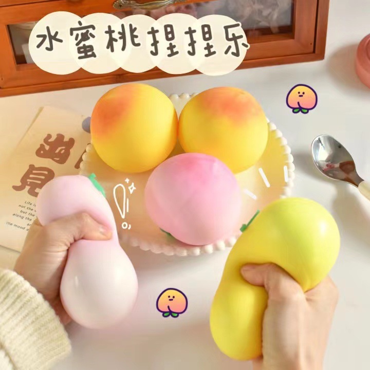 Picture of Fruit Peach Peach Pinch Pinch Shake Tone Same Decompression Toy Decompression Flour Vent Ball Children