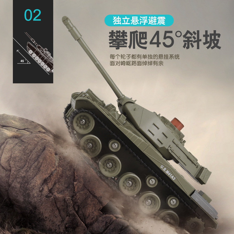 Picture of Cross-border hot sale Meizhi remote control car 1:30 American M41A3 tank double handle military remote control tank car model