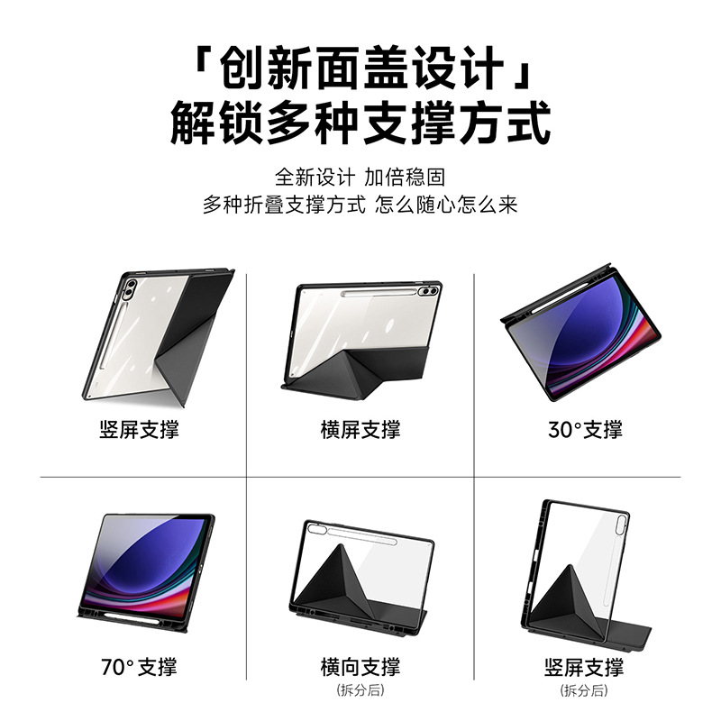 Picture of For Samsung TabS10Plus Tablet Protective Cover Separated Y Folded Transparent Protective Shell with Pen Slot Factory Wholesale