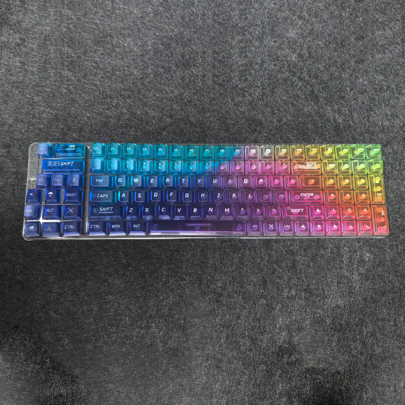 Picture of Wholesale 115-Key Four-Sided Transparent Keycaps Customized Original Height Mda High-Value Cross-Axis Matte Transparent Keycaps