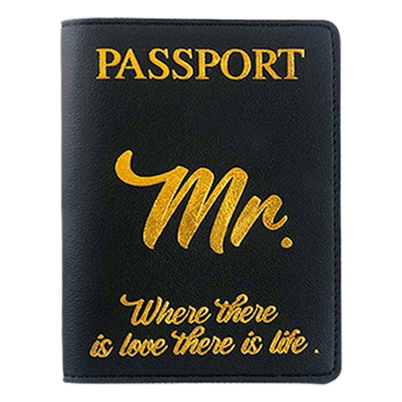 Cross-border Wedding Travel Passband Bag Passband Holder for Mr. and Miss PU Leather Belt Lanyard Paper Card Luggage Tag Passband Holder