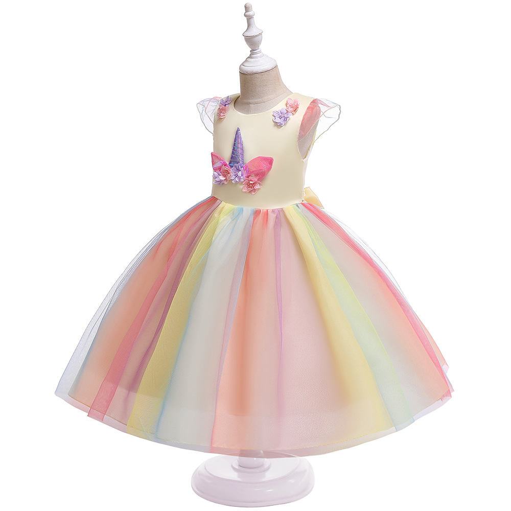 Picture of 2025 Small and Medium-Sized Kidsren's Princess Dress Mesh Dress European and American Amazon Unicorn New Girls Dress Wholesale
