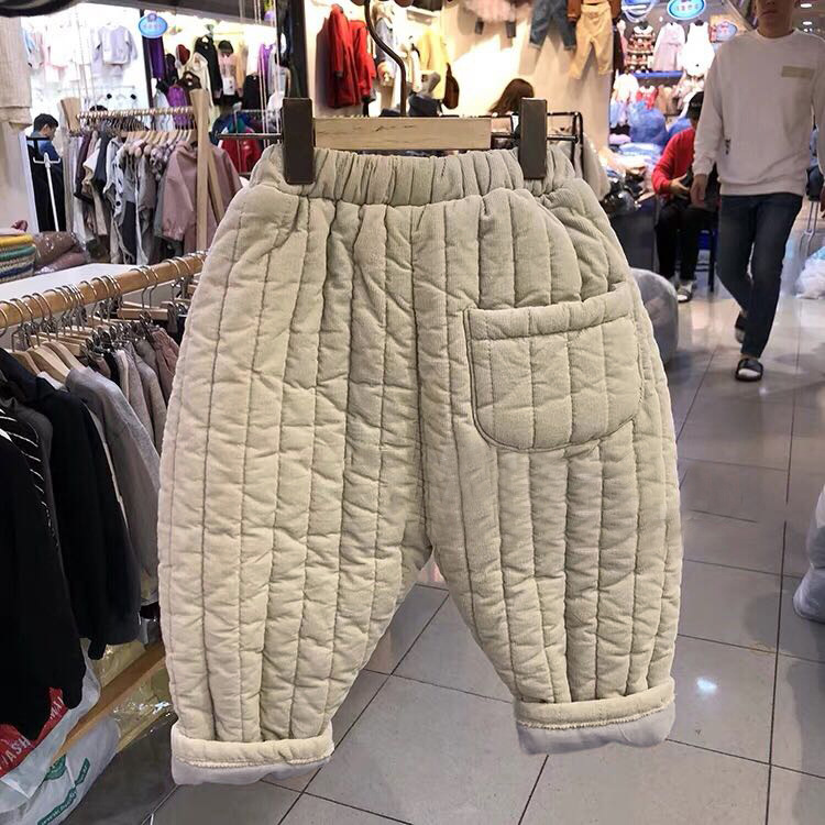 Picture of Winter clothing children's clothing Korean winter baby boys and girls retro padded cotton pants casual cute radish pants cotton pants 2