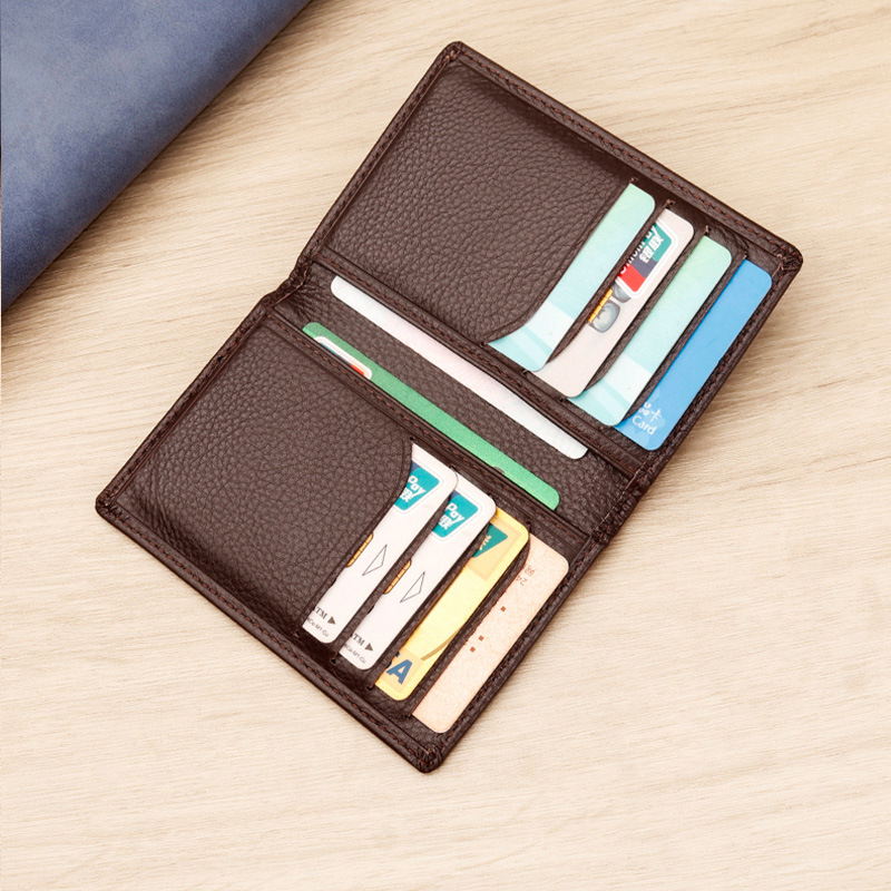 Picture of Men's Genuine Leather Card Holder Customized Litchi Pattern Top Layer Cowhide Credit Card Holder Anti-Magnetic RFID Customized 8106